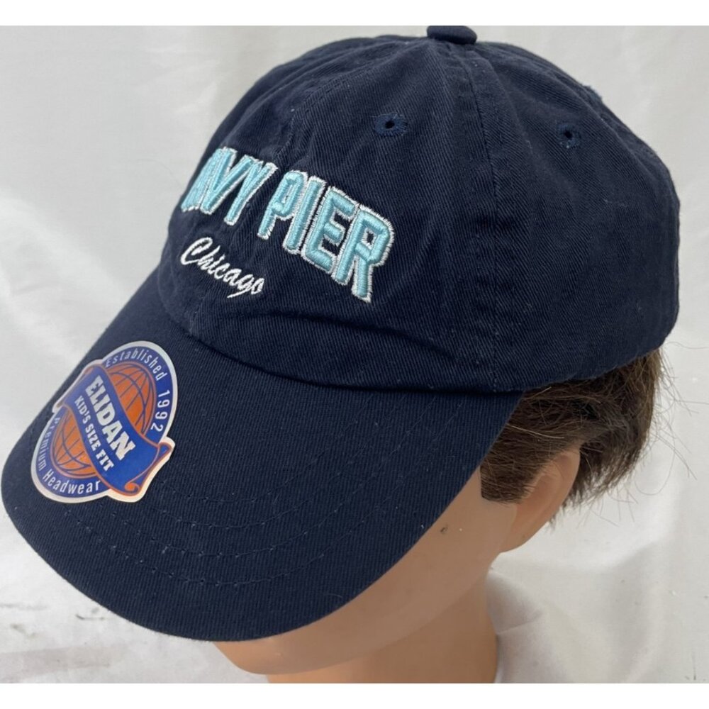 Navy Pier Chicago Embroidered Logo Hat Cap Elidan Kid's Size Fit Blue